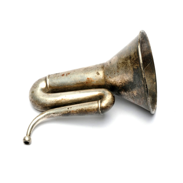 picture shows folded ear trumpet @ EarTrumpets.co.uk