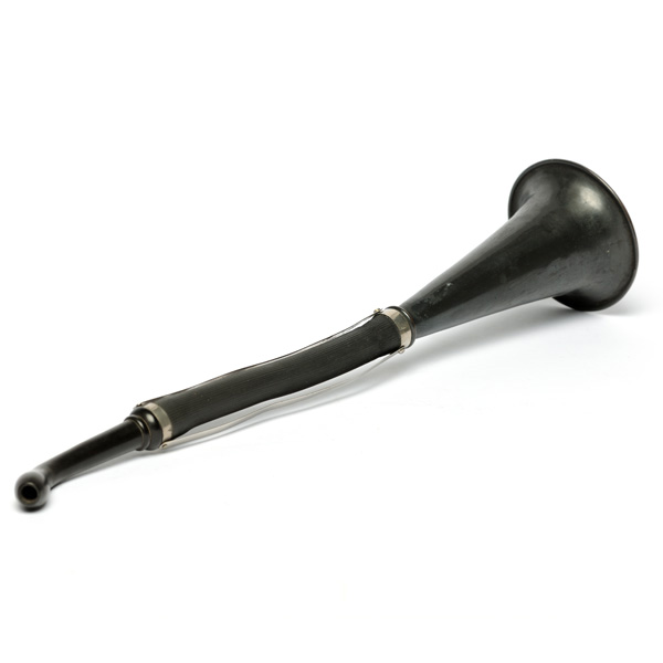 picture shows diaphragm ear trumpet @ EarTrumpets.co.uk