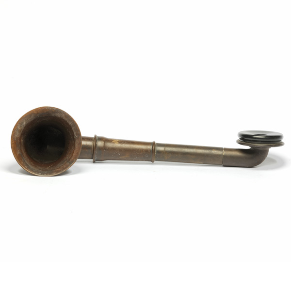 picture shows diaphragm ear trumpet @ EarTrumpets.co.uk